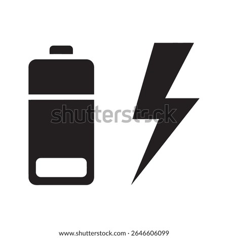 Fast charging battery icon with a lightning bolt representing quick power boost energy storage technology and rapid charging for electronic device vector solid glyph icon