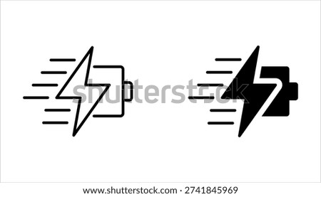 Fast charging battery icon set. Charging Battery Energy on white background