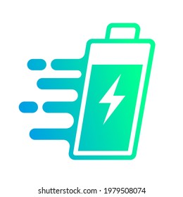 Fast charging battery status, Electric charge icon, Power energy indicator concept, Isolated on white background, Vector illustration