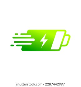 Fast charging battery status, Electric charge icon, Power energy indicator concept, Isolated on white background, Vector illustration