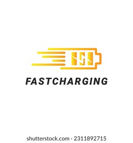 Fast charging battery status, Electric charge logo design gradient