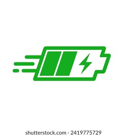 Fast charging battery status, Electric charge icon, Power energy indicator concept, Isolated on white background, Vector illustration