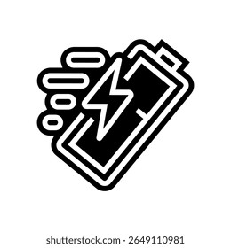 Vector de icono de glifo de carga rápida. signo de carga rápida. ilustración de símbolo aislado
