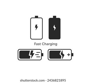 Fast charging icon pack | turbo charge outline-filled icon