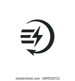 Fast charging icon, Quick charge technology icon isolated of flat style design. Vector illustration design.