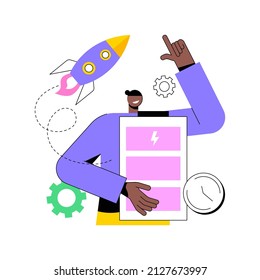 Fast charging technology abstract concept vector illustration. Rapid charge technology, usb fast battery recharge, high speed, smart wireless, gadget power management abstract metaphor.