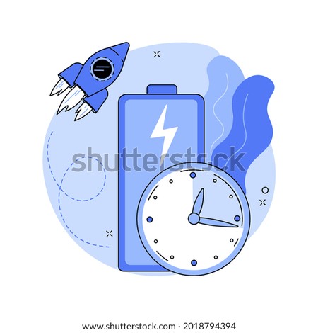 Vector Fast charging technology abstract concept vector illustration. Rapid charge technology, usb fast battery recharge, high speed, smart wireless, gadget power management abstract metaphor.