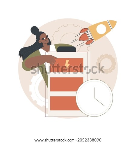 Fast charging technology abstract concept vector illustration. Rapid charge technology, usb fast battery recharge, high speed, smart wireless, gadget power management abstract metaphor.