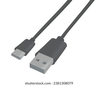 Fast charging type C cable. vector