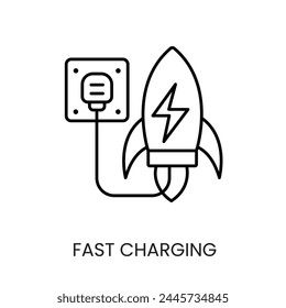Fast charging vector line icon with editable stroke, for packaging