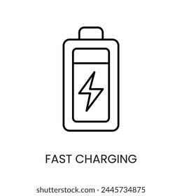 Fast charging vector line icon with editable stroke, for packaging