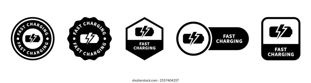 Fast Charging - vector signs for information label.