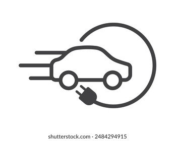 Ilustración vectorial de diseño de contorno de ícono de coche de carga rápida