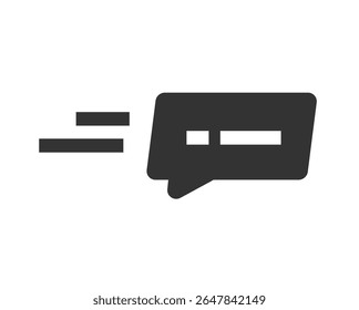 Fast chat message icon sent simple solid bold graphic illustration, sms notice send quick sign symbol pictogram, speed bubble speech comment isolated
