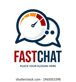 Fast chat vector logo with speed meter. This logo is suitable for fast response time, comment.