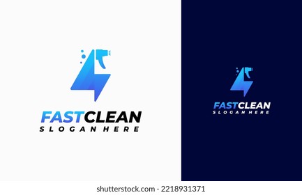 Diseños de logotipo de limpieza rápida vectores de concepto, símbolo del logotipo del Servicio de limpieza, logotipo de Sprayer