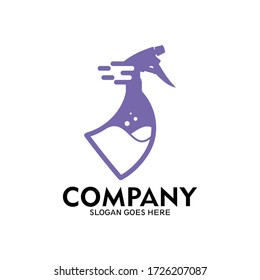 Fast Cleaning Service Logo. Water Spray Bottle Logo As A Cleaning Symbol