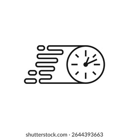 Fast clock icon. Time speed symbol. Outline vector illustration.