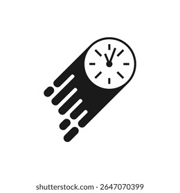Fast clock icon. Time speed symbol. Outline vector illustration.