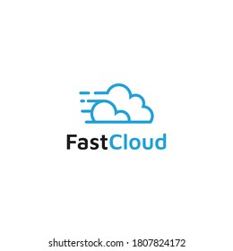 Plantilla de diseño de iconos de logotipo de línea de nube rápida