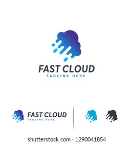 Fast cloud logo designs template, Pixel cloud logo template