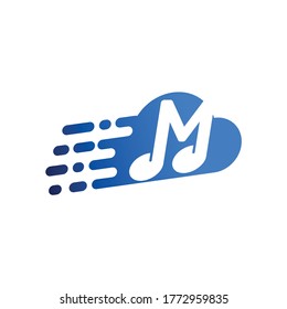 fast clouds with music notes letter m