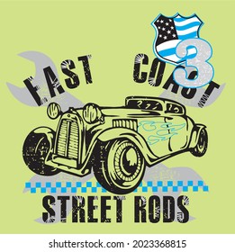 
Fast Coast T-Shirt Print Design Vector Illustration 