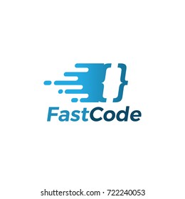 fast code logo illustration. code logo. programmer logo. developer logo icon vector.