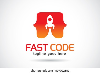 Fast Code Logo Template Design Vector, Emblem, Design Concept, Creative Symbol, Icon