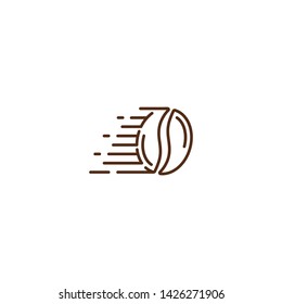 Fast coffee bean, fast delivery coffee. Vector logo icon template