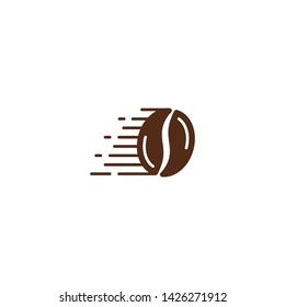 Fast coffee bean, fast delivery coffee. Vector logo icon template