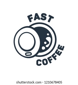 Fast coffee isolated icon on white background, 400 coffee set, logo and sign