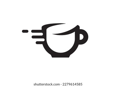 fast coffee logo. cafe coffee delivery vector icon design