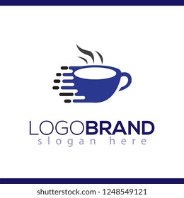 Fast coffee logo icon vector template