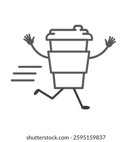 Fast coffee logo. Running coffee cup.