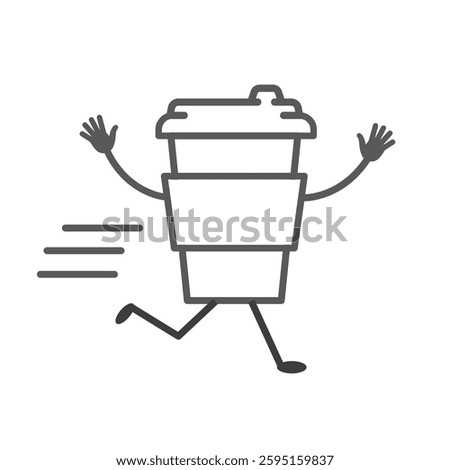 Fast coffee logo. Running coffee cup.