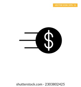 Fast coin glyph icon vector design illustration