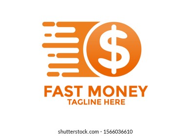 Fast Coin Logo with wings designs concept vector, Fast Cash logo template, Money logo designs