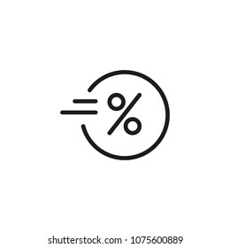 Fast coin with percentage sign line icon. Express loan, percent, cash. Loan concept. Can be used for topics like banking, finance, service.