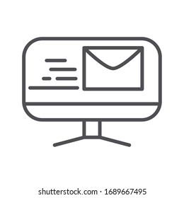 schnelle Versendung von Computer-E-Mails.  Vektorillustration-Illustration mit Lieferumfang, Strichsymbol