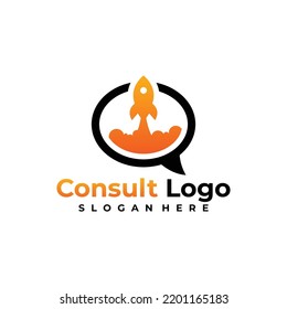 fast consult logo concept, consult rocket design template