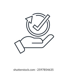 Fast and convenient booking. Provision of service.Vector linear icon isolated on white background.