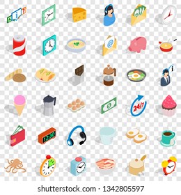 Fast cooking icons set. Isometric style of 36 fast cooking vector icons for web for any design