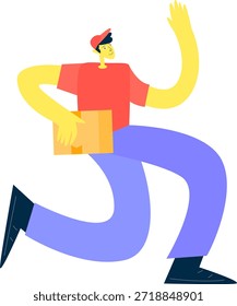 Correio rápido correndo rapidamente para entregar a ilustração do pacote
