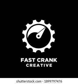 fast crank creative sport bike motor cycle with speed indicator vector logo icon illustration design isolated background