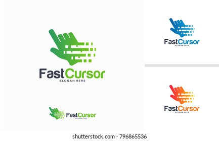 Fast Cursor Logo Designs Concept, Pixel Cursor Logo Template
