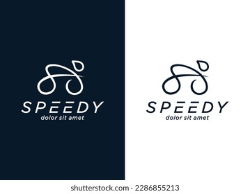 Fast cycling logo design Bike Speed on black white background