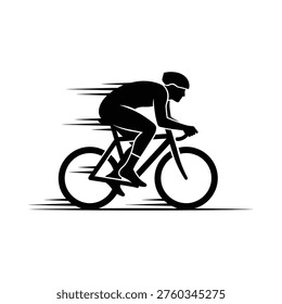 Fast cyclist moves forward motion lines