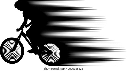 fast cyclist silhouette - vector illustration