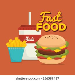 Fast and delicious food graphic design, vector illustration